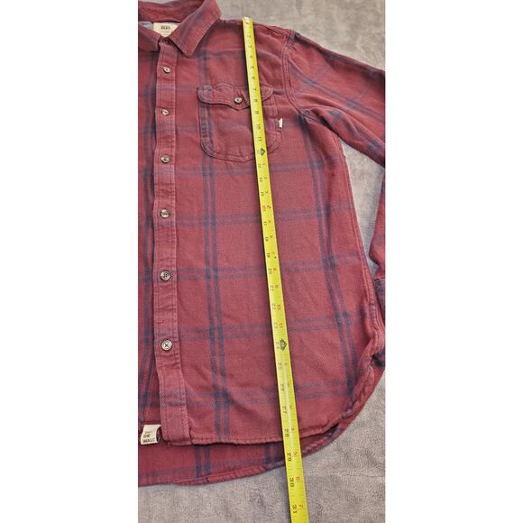 VANS Off The Wall Sz XL Button Up Flannel Shirt Men's Red Blue Tailored Fit Ca15 - Picture 2 of 6